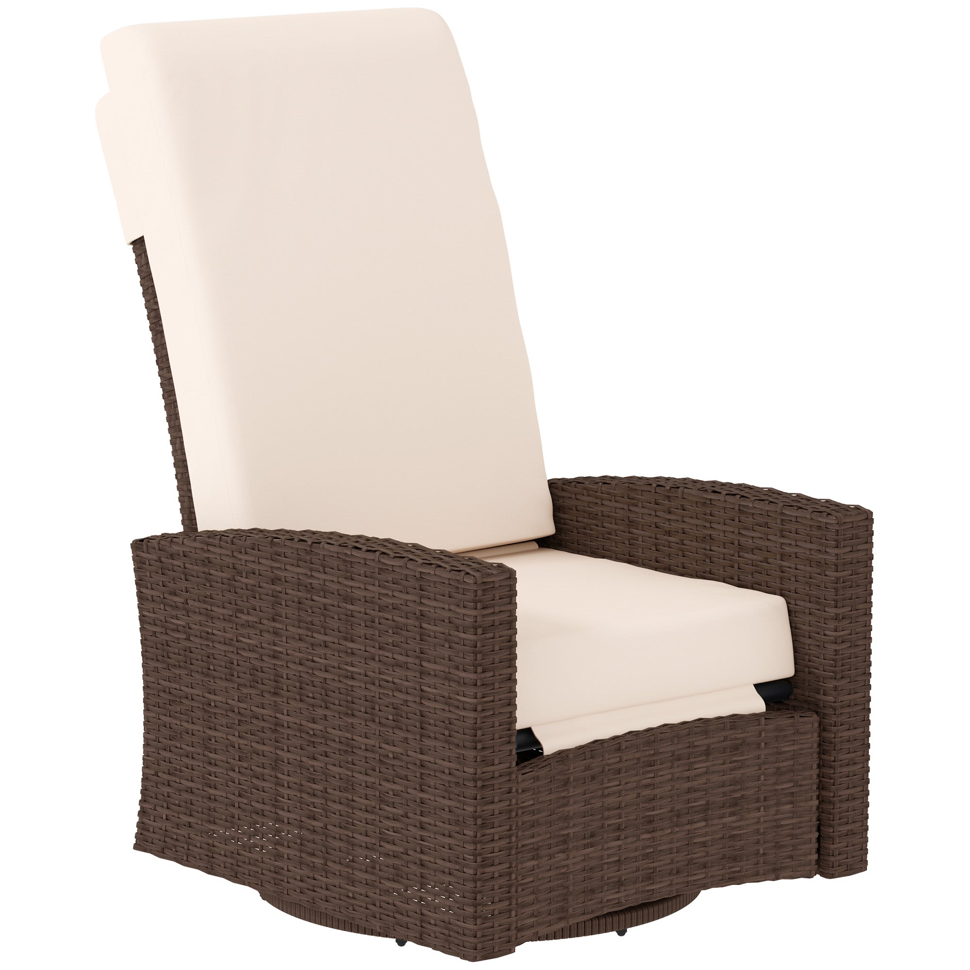 Outsunny Outdoor Rattan Wicker Lounge Chair with Footrest & Soft Cushion for Patio, Garden, Backyard, Cream White 