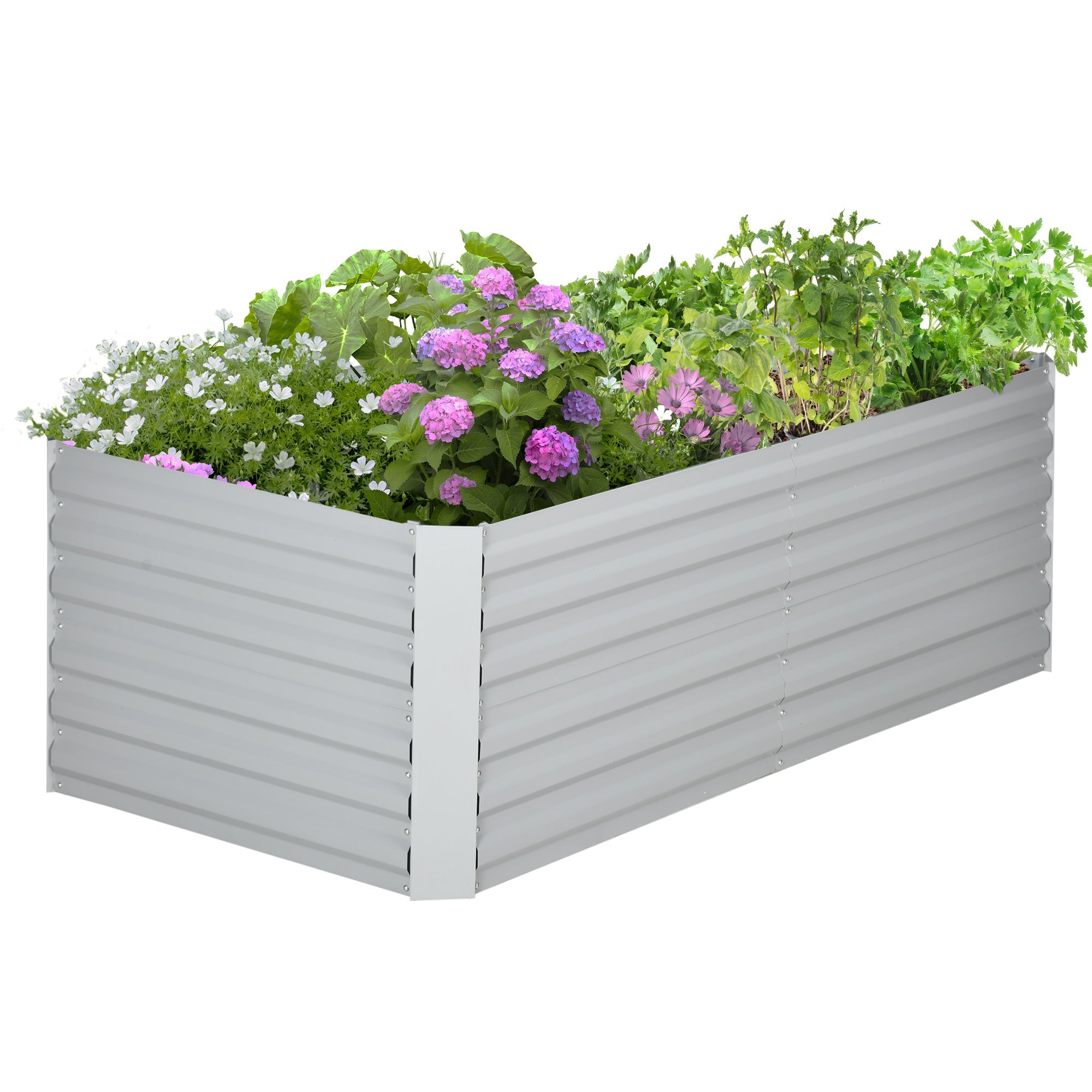 Outsunny Galvanized Raised Garden Bed, Steel Outdoor Planters with Reinforced Rods, 71" x 35" x 23", Light Grey 