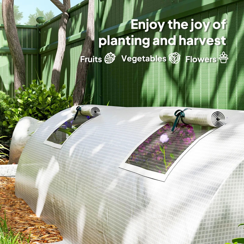 Portable Mini Greenhouse, Tunnel Growing Tent with 5 Mesh Windows and Steel Frame,7' x 3' x 2', White
