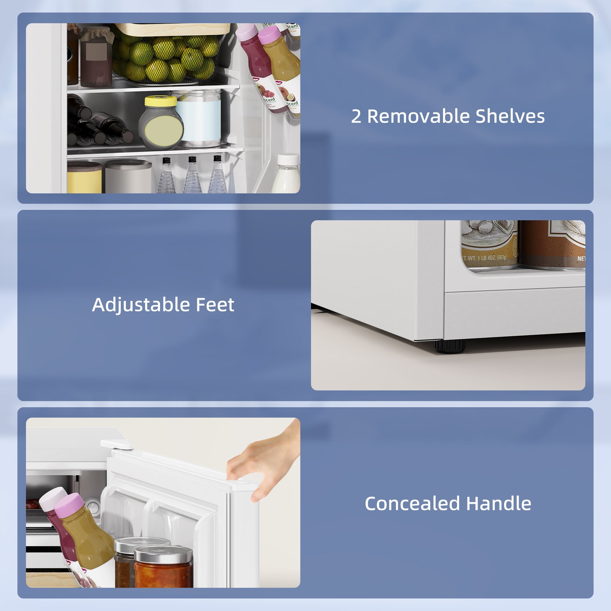 HOMCOM 2.5 Cu.Ft Mini Fridge, Single Door Compact Refrigerator with Freezer, Adjustable Thermostat, Reversible Door, White 