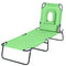 Adjustable Outdoor Lounge Chair, Garden Folding Chaise Lounge with Face Hole Reclining Tanning Chair Seat, Folding Camping Beach Lounging Bed w/ Support Pillow, Green