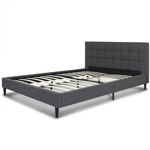 Full size Grey Mid-Century Modern Upholstered Platform Bed Frame with Headboard - Free Shipping