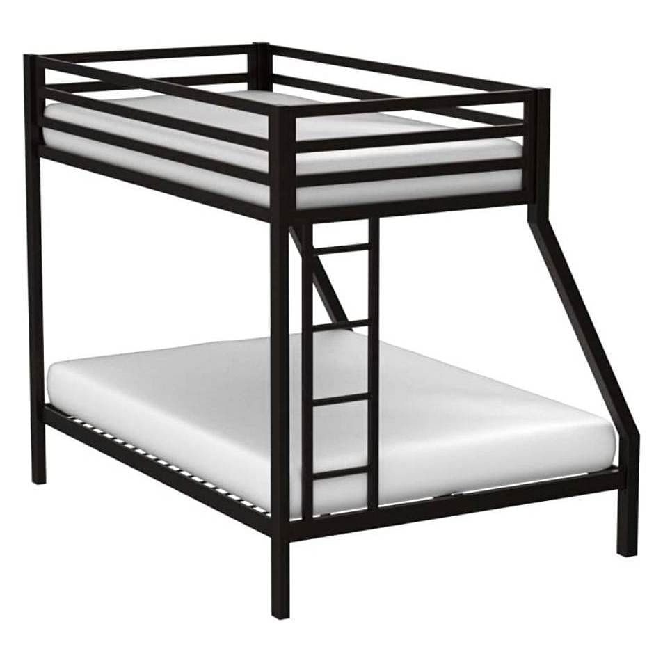 Twin over Full Modern Metal Bunk Bed in Matte Black Finish - Free Shipping