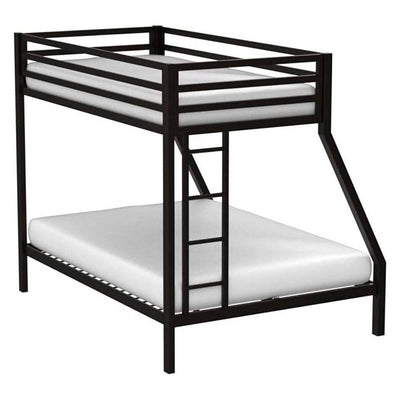 Twin over Full Modern Metal Bunk Bed in Matte Black Finish - Free Shipping 