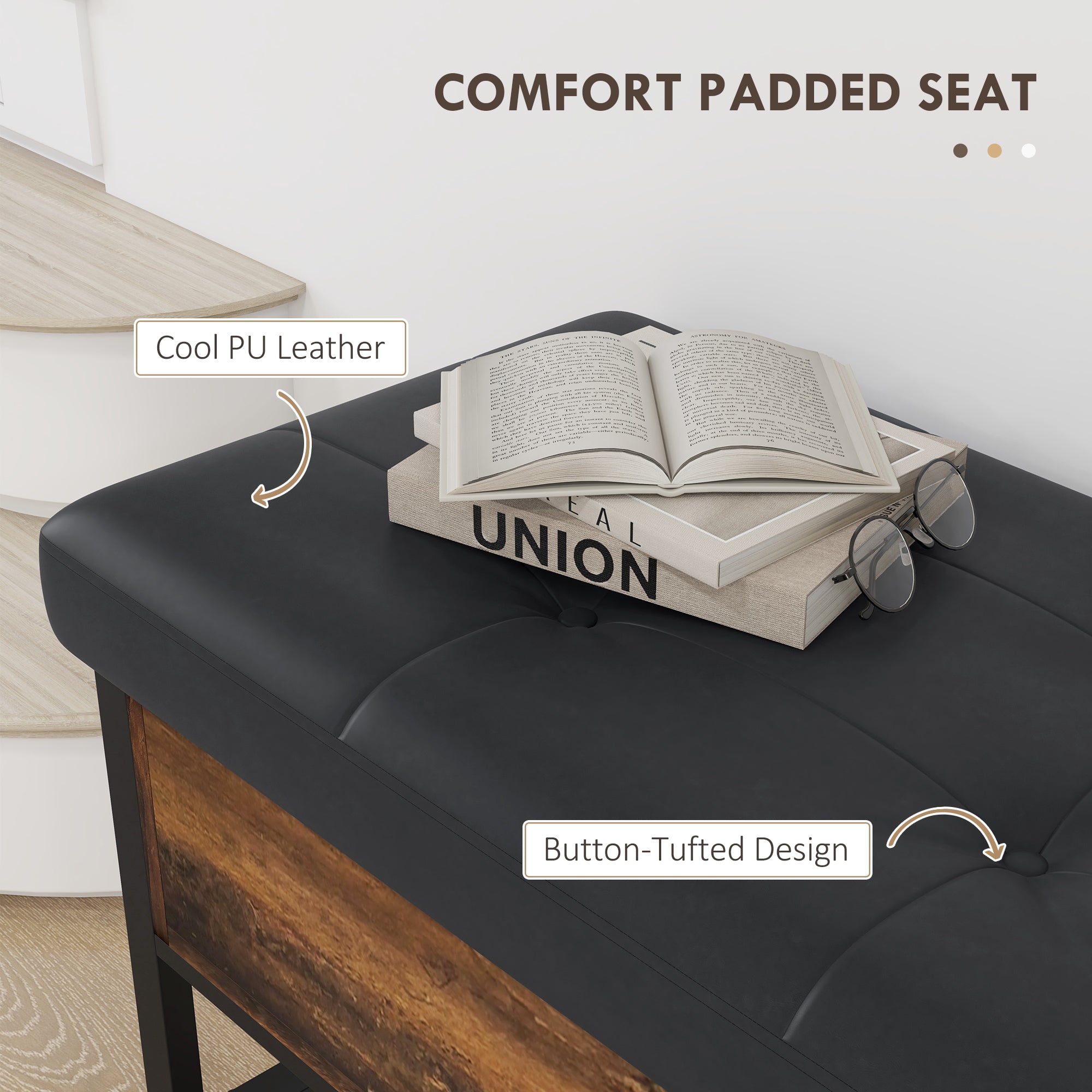 HOMCOM Upholstered Flip Top Shoe Bench: Hallway Storage Seat for 3 Pairs with Hidden Compartment Design 