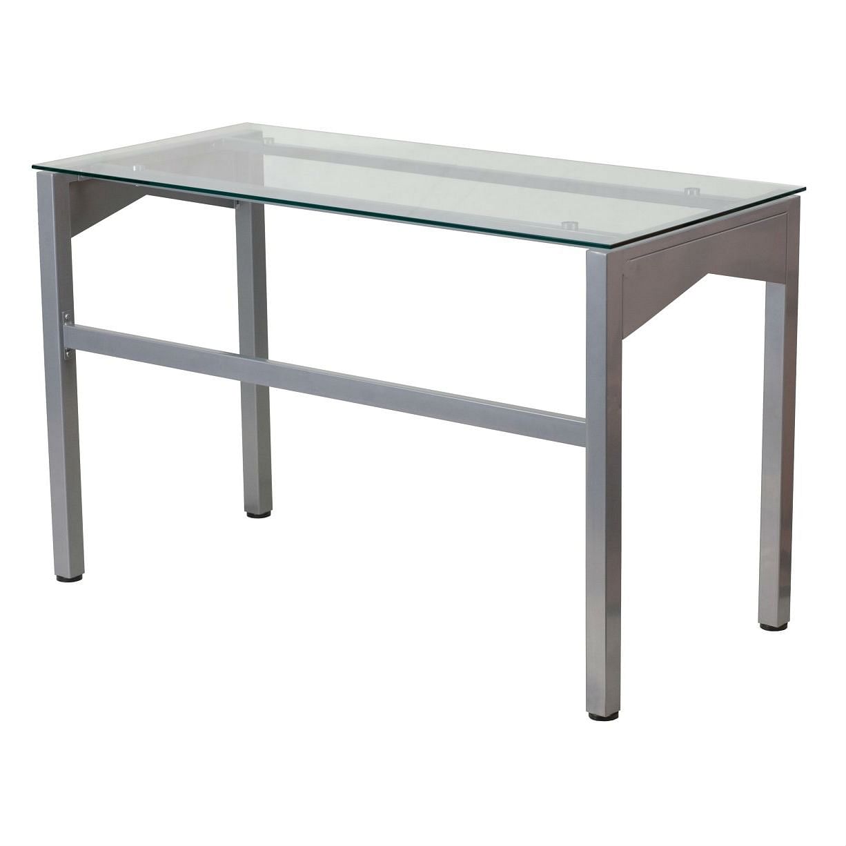 Rectangular Writing Table Office Desk with Clear Tempered Glass Surface - Free Shipping