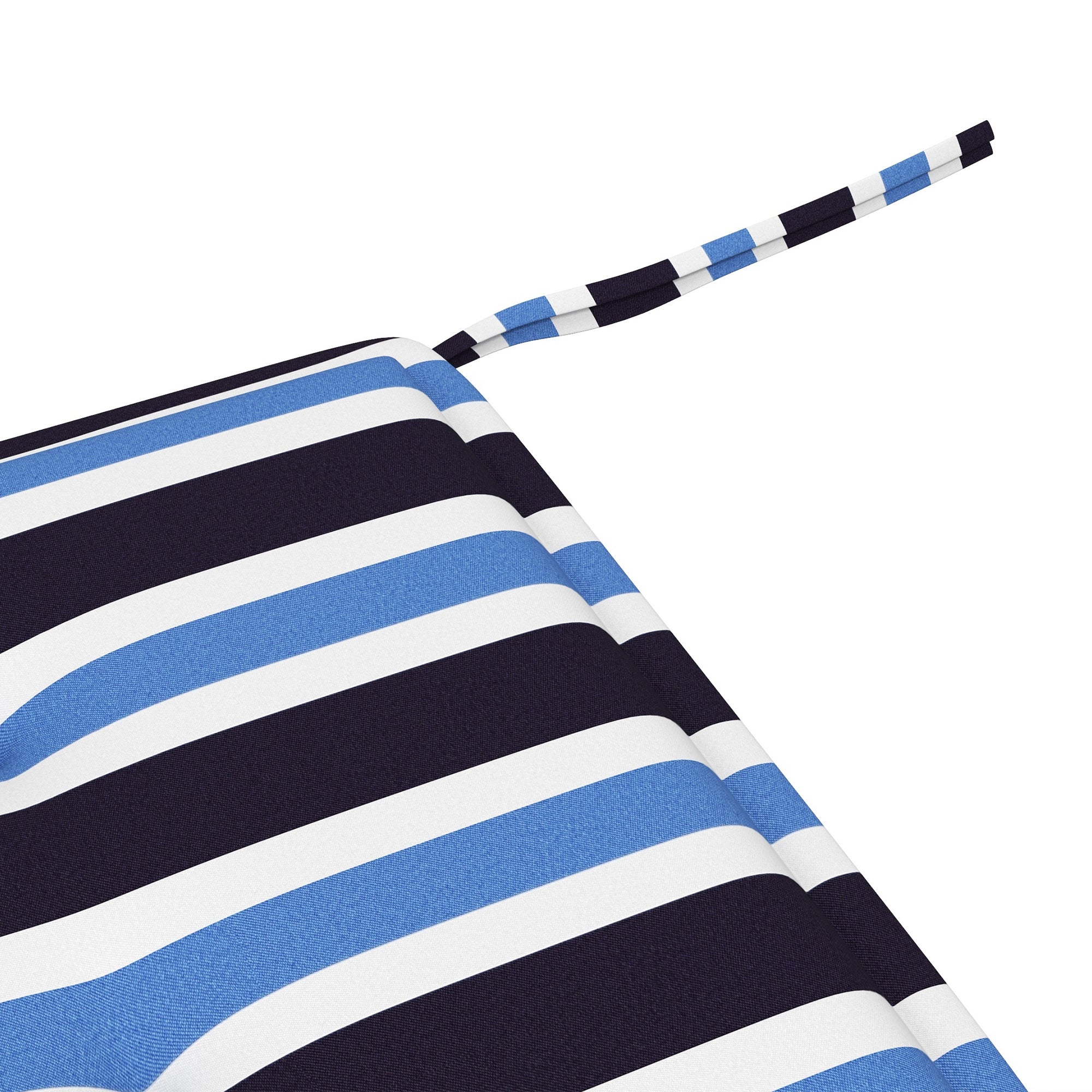 Outsunny Outdoor Patio Chair Cushion Set 2-Piece with Ties Button Tufted Design Blue White Stripe Replacement Cushions 