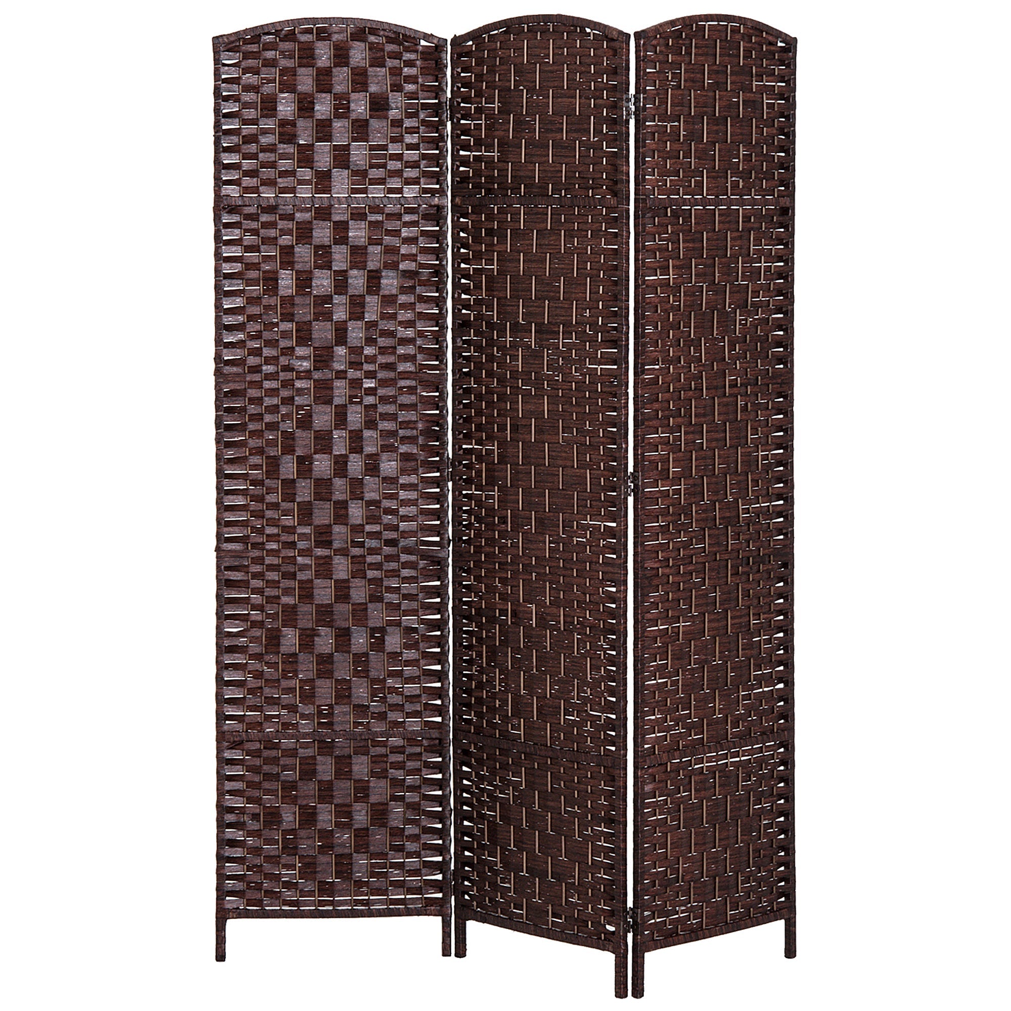 HOMCOM Rustic Charm Room Divider: 3-Panel Folding Wooden Frame Partition for Bedroom/Living Spaces, Warm Brown Tone 