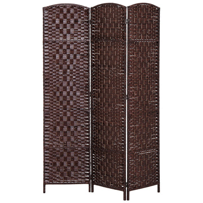 HOMCOM Rustic Charm Room Divider: 3-Panel Folding Wooden Frame Partition for Bedroom/Living Spaces, Warm Brown Tone 