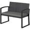 Outsunny 2 Seater Outdoor Bench, Rattan Garden Bench Loveseat with Cushion, Armrests, Steel Frame for Patio, Porch, Light Grey