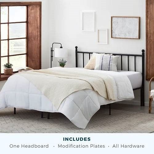 Full size Traditional Farmhouse Headboard in Matte Black Metal Finish - Free Shipping 