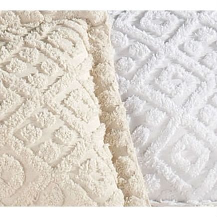 Full size Beige Chenille Cotton Bedspread with Fringe Edges - Free Shipping