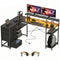 Gaming Desk with Power Outlets LED Lights Computer Desk with Drawers Monitor Stand 61