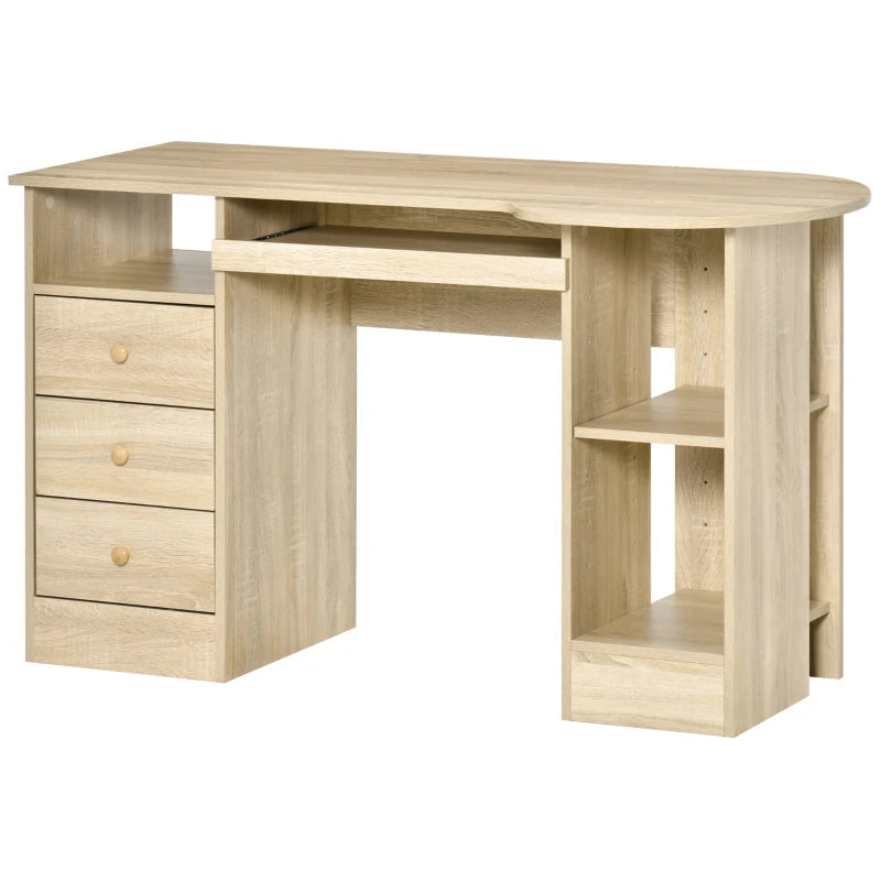 Computer Desk with Storage, Home Office Laptop Table with Shelves and Drawers, Modern Workstation Desk with Keyboard Tray