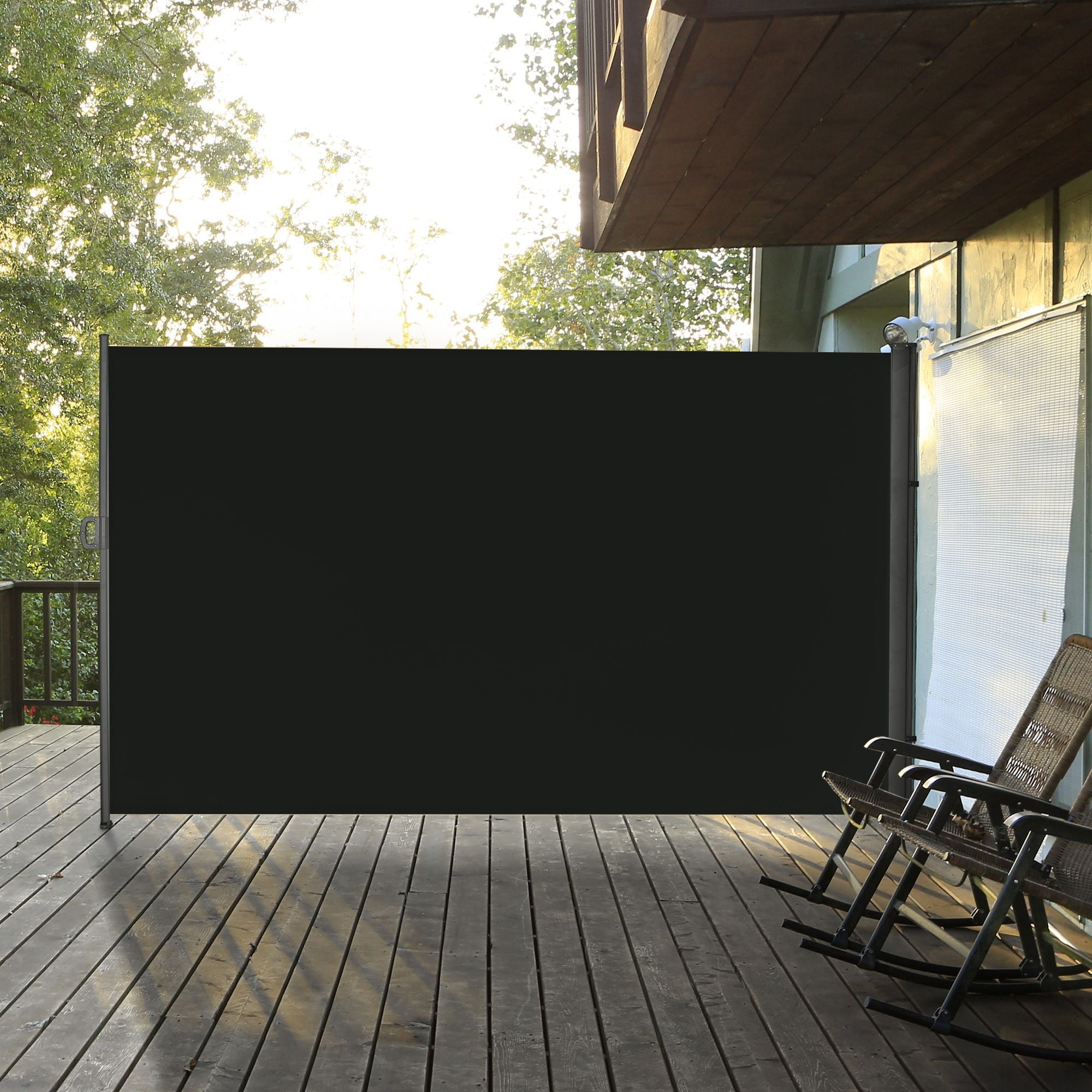 Outsunny Retractable Sidescreen: 118" x 79" UV Wind Resistant Outdoor Privacy Panel for Folding Patio, Black 