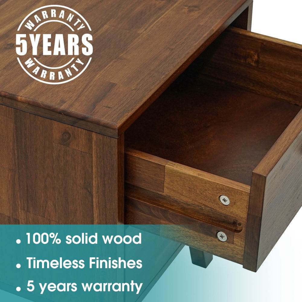 Silvia 2-Drawer Solid Wood Nightstand 