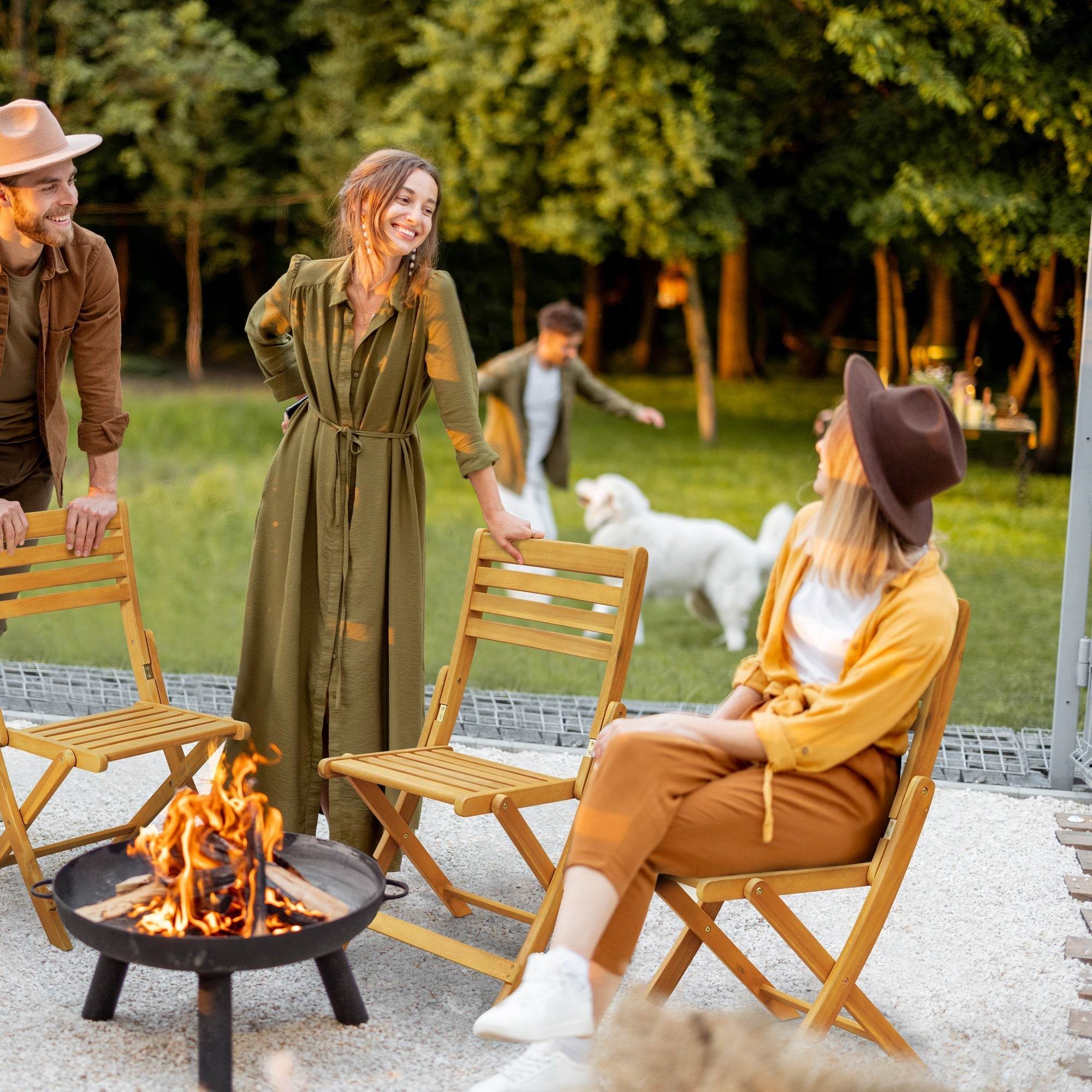 Tranquillo Anya Acacia Wood Folding Chairs Set of 2 