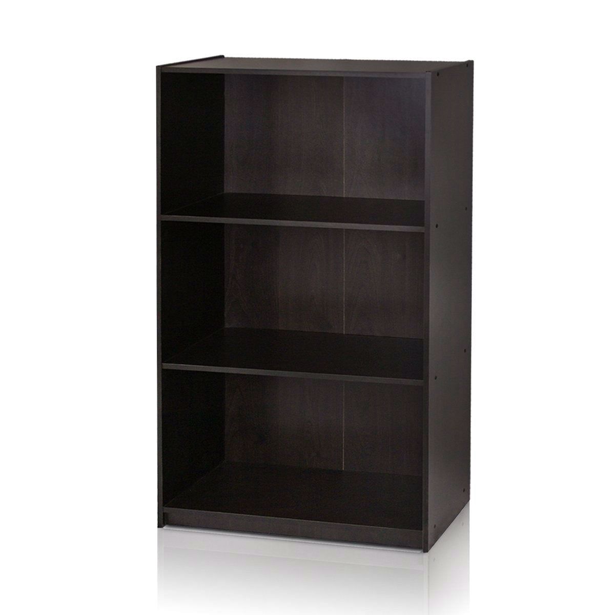 Modern 3-Shelf Bookcase in Espresso Wood Finish - Free Shipping 