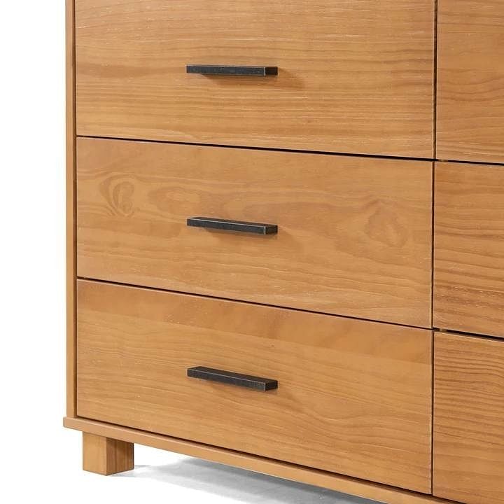 Modern Farmhouse Solid Wood 6 Drawer Double Dresser in Light Brown Finish - Free Shipping 