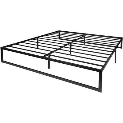 King Size 14 Inch Black Metal Steel Slat Platform Bed - Free Shipping 