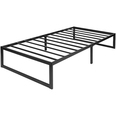 Twin Size 14 Inch Black Metal Steel Slat Platform Bed - Free Shipping 