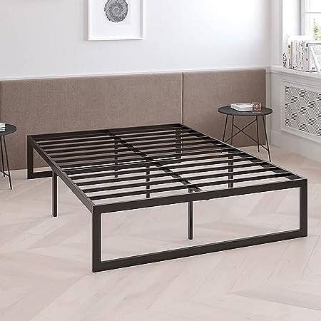 Twin Size 14 Inch Black Metal Steel Slat Platform Bed - Free Shipping