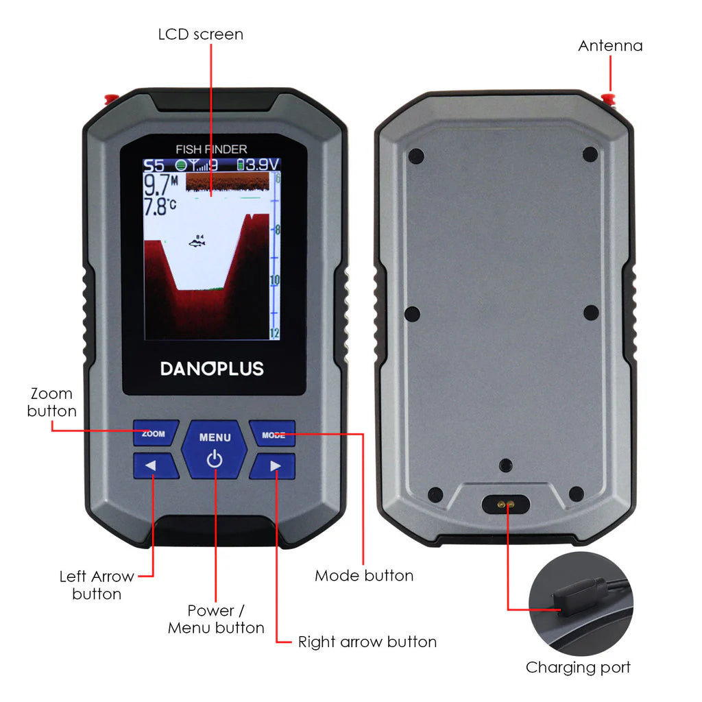 FFW-335 Wireless Fish Finder Sonar, 2.4" Color TFT LCD, 656 ft Wireless Range, 147 ft Depth Detection with Fish Alarm