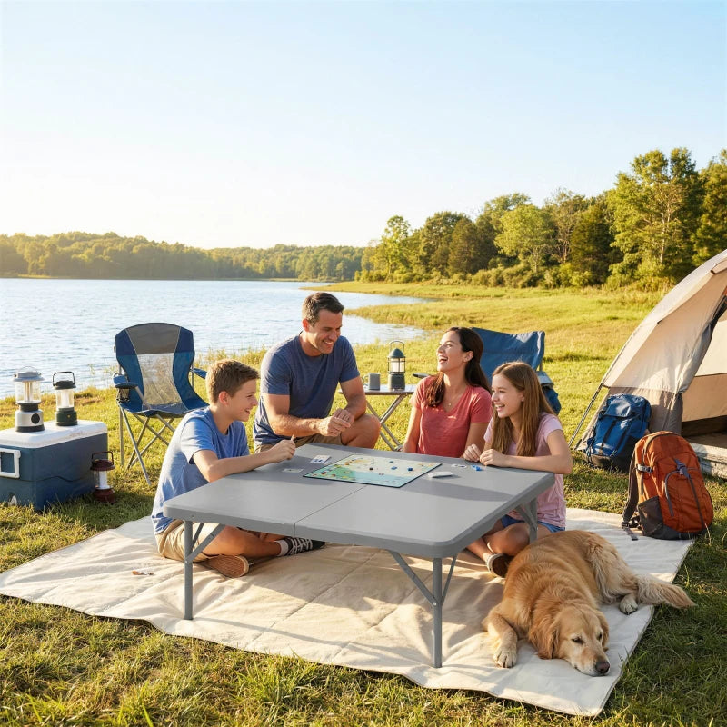 Folding Picnic Table Heavy Duty Camping Table 34" x 34", Indoor Outdoor Use for Picnic, Beach, BBQ, Grey