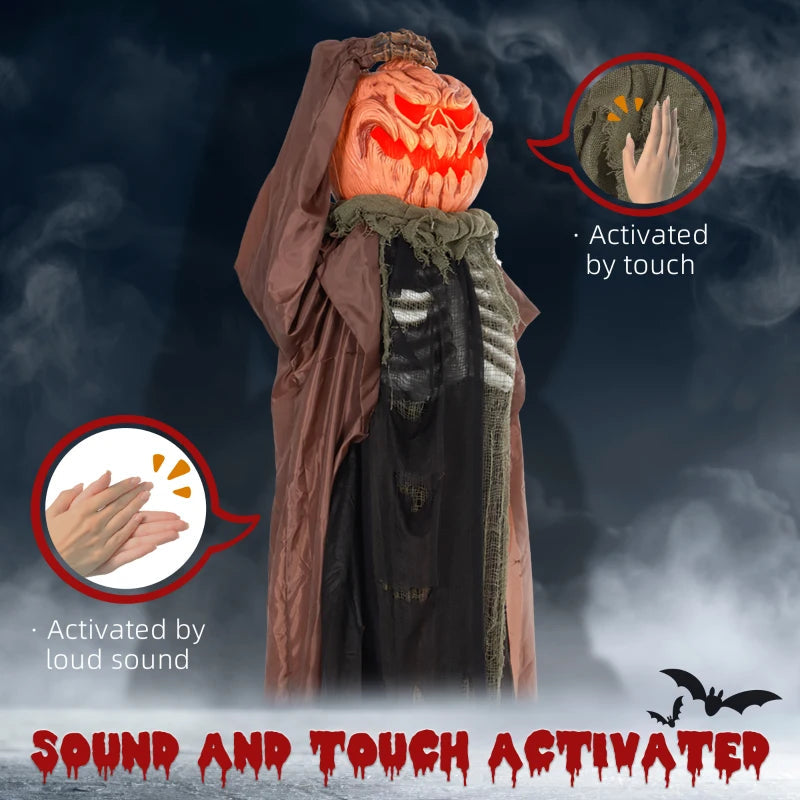 HOMCOM 6.4' Life-Size Winged Grim Reaper – Animated Halloween Decoration, Light-Up Eyes 