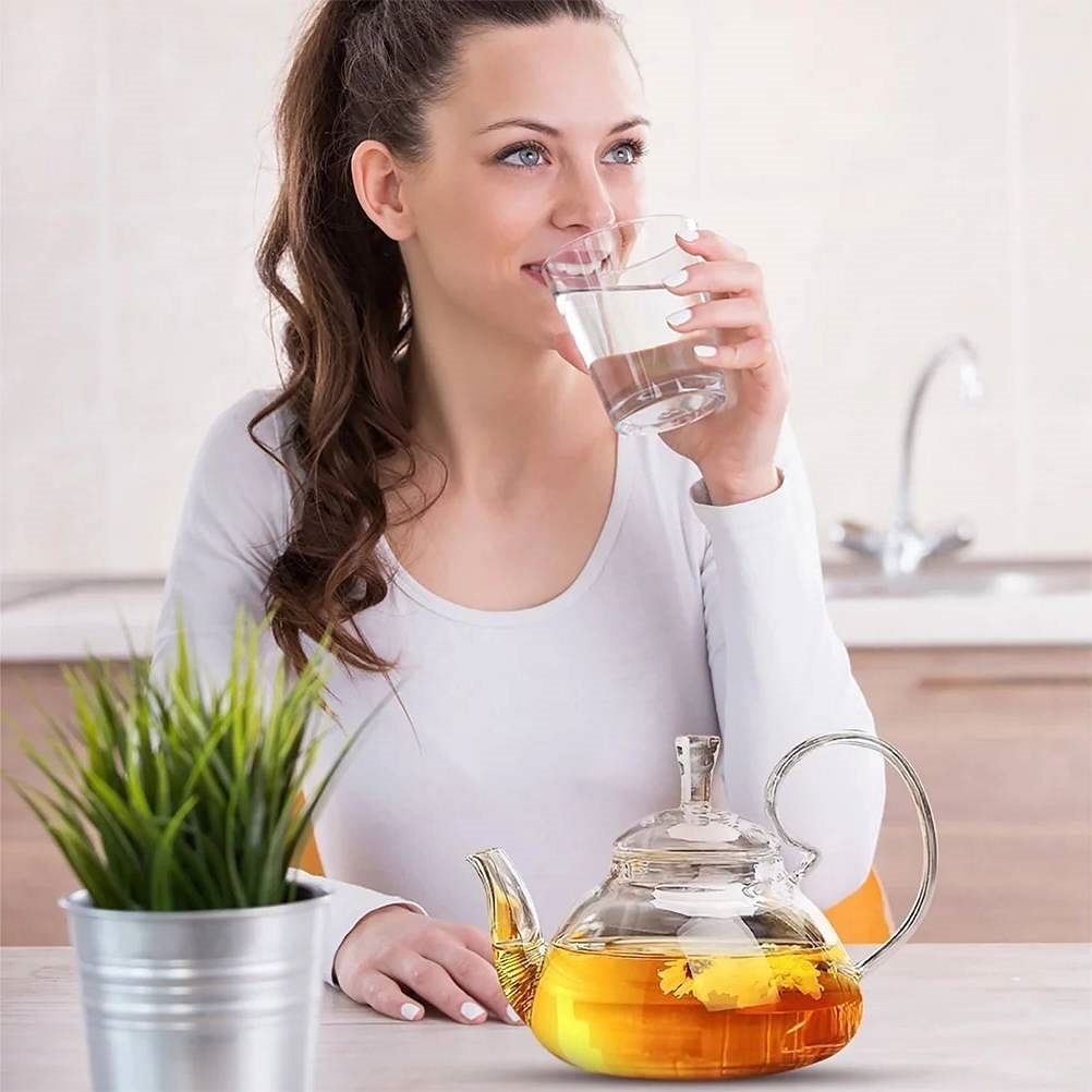 13.5oz/400 ml Glass Teapot with Removeable Metal Spout Hanging Spring - Free Shipping 