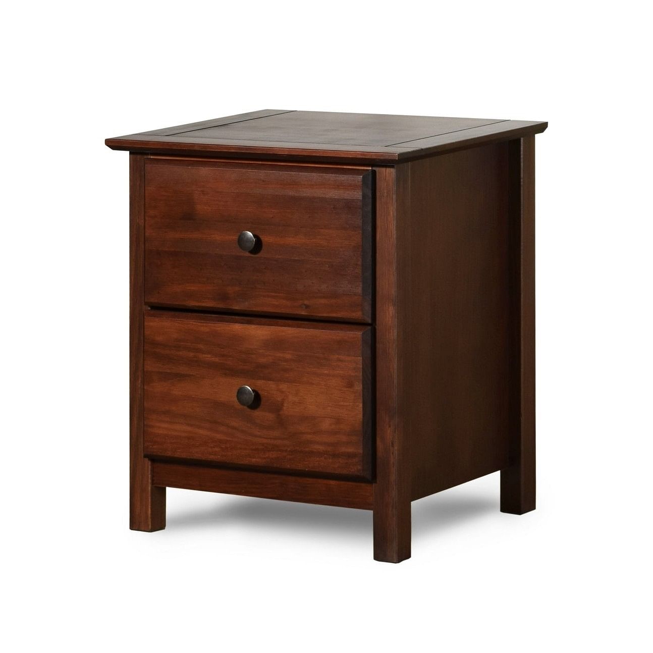 Farmhouse Solid Pine Wood 2 Drawer Nightstand in Cherry Finish - Free Shipping