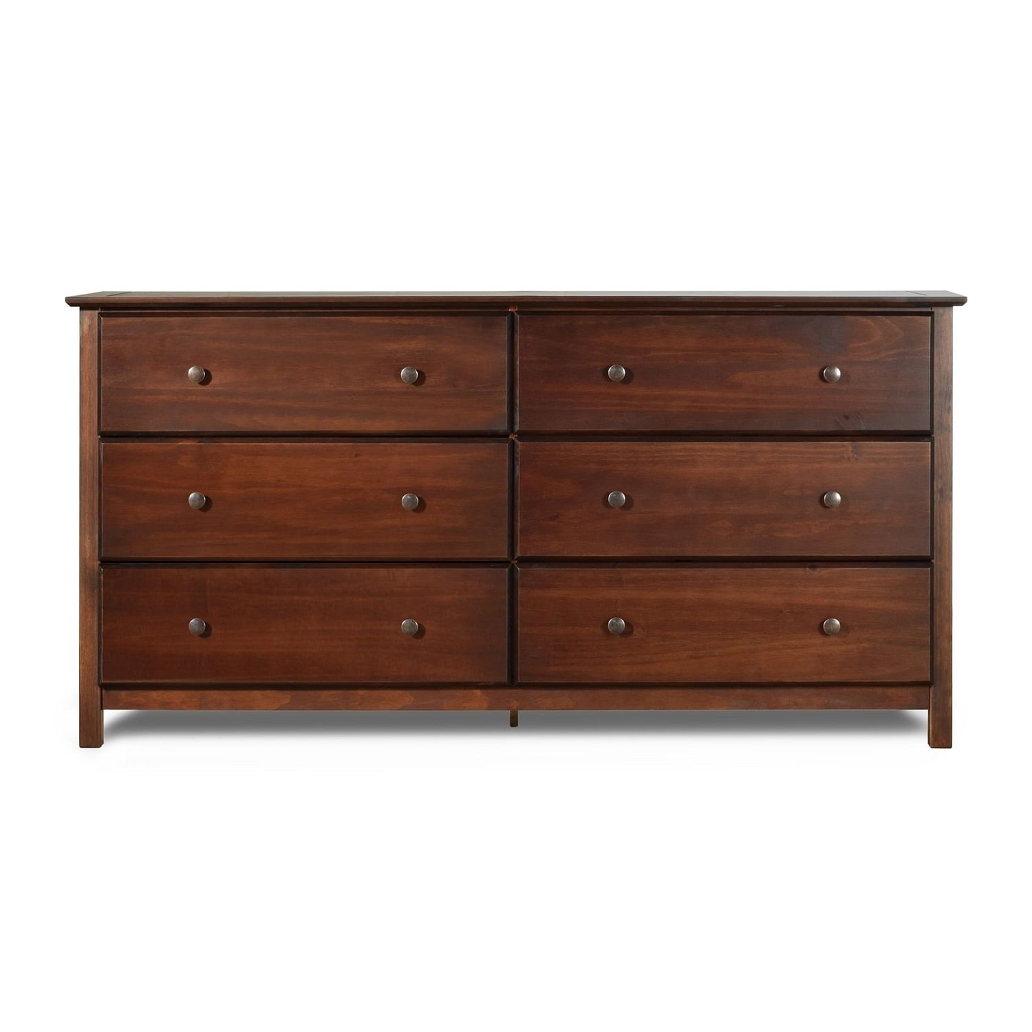 Farmhouse Solid Pine Wood 6 Drawer Dresser in Cherry Finish - Free Shipping 