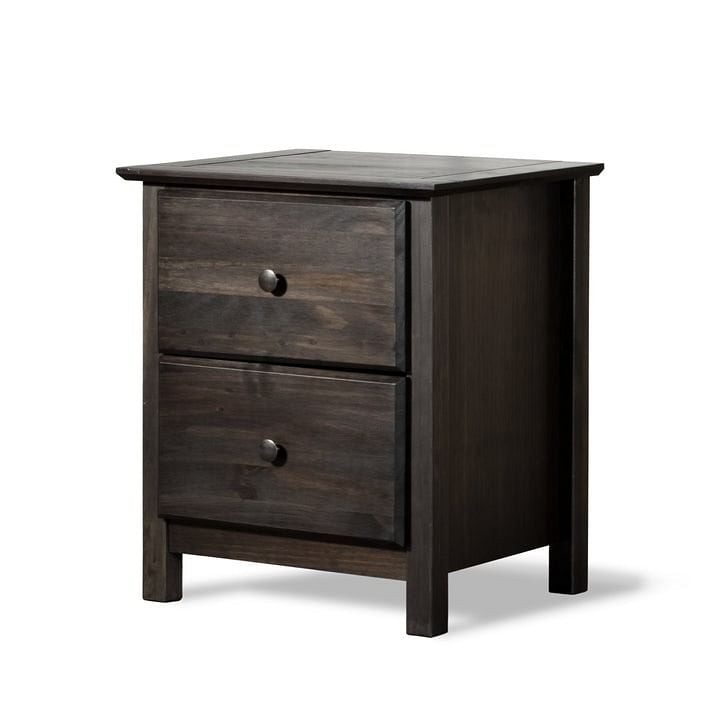 Farmhouse Solid Pine Wood 2 Drawer Nightstand in Espresso - Free Shipping