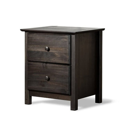Farmhouse Solid Pine Wood 2 Drawer Nightstand in Espresso - Free Shipping 