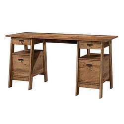 FarmHouse Rustic Oak Executive Desk w/ Filing Cabinets Storage - Free Shipping 