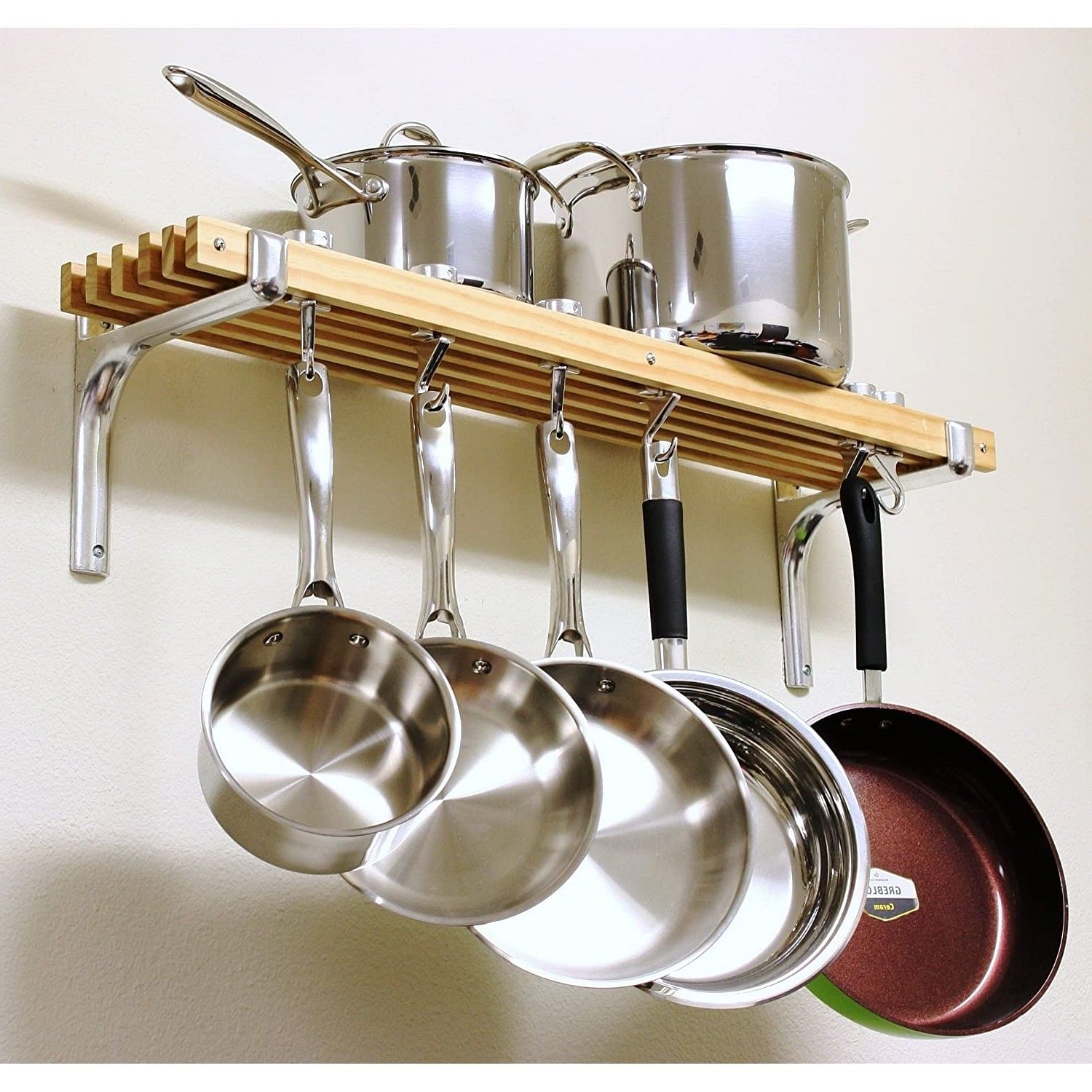 FarmHome Wooden Wall Mounted 6 Hooks Pot Rack - Free Shipping 