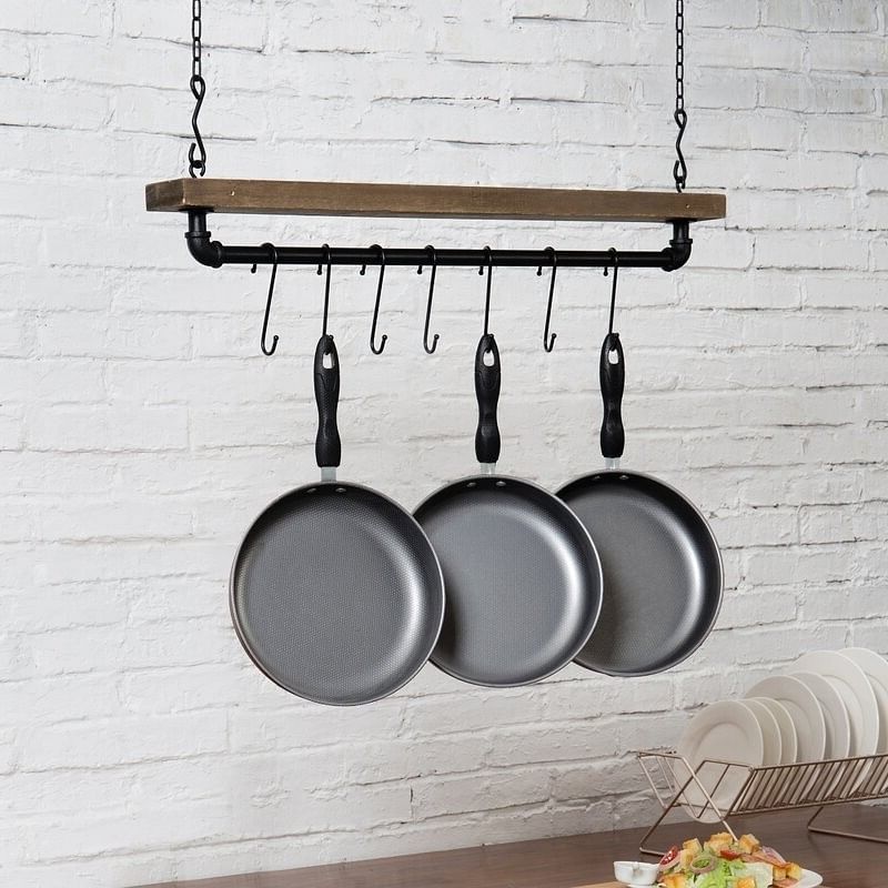 FarmHome Rustic Industrial 8 S-Hooks Ceiling Mounted Hanging Pot Rack - Free Shipping 