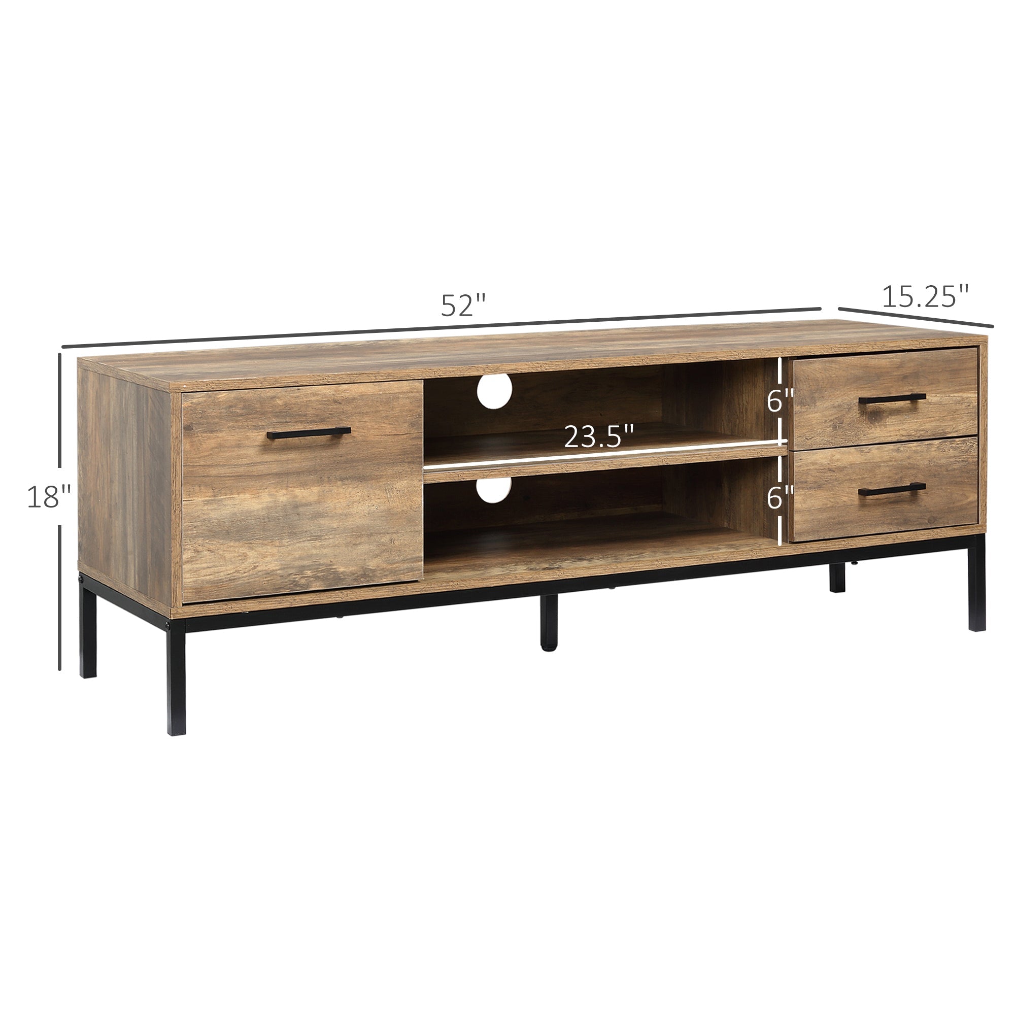 HOMCOM Contemporary Coffee Convergence: TV Stand for up to 50" TVs, Entertainment Center with Door, Open Storage, Drawers, Steel Legs 
