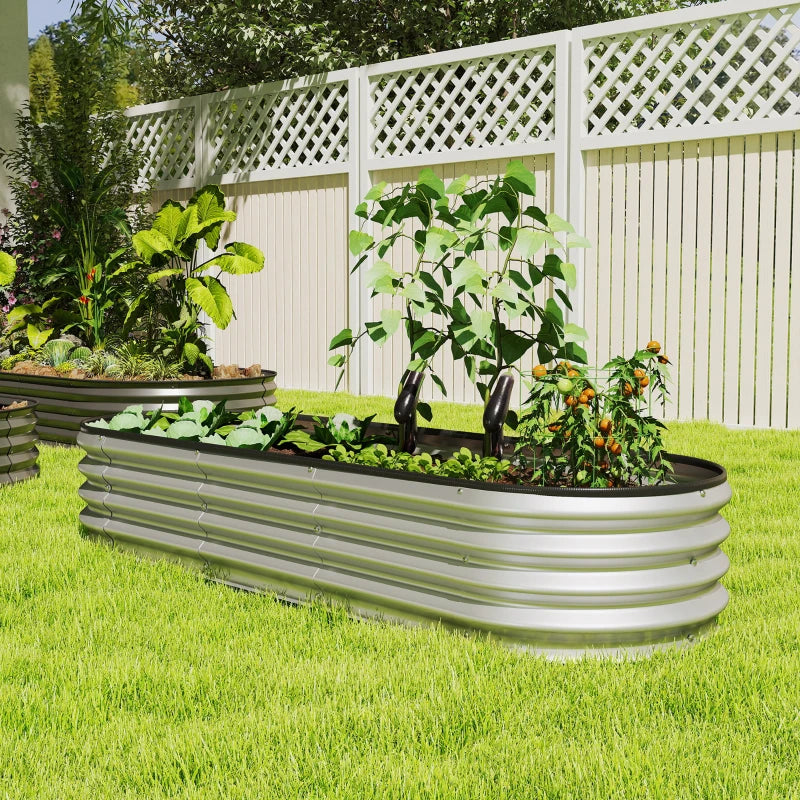 Galvanized Raised Garden Bed, 6 x 2 x 1 ft Modular Metal Garden Beds with Rubber Strip Edging, Silver