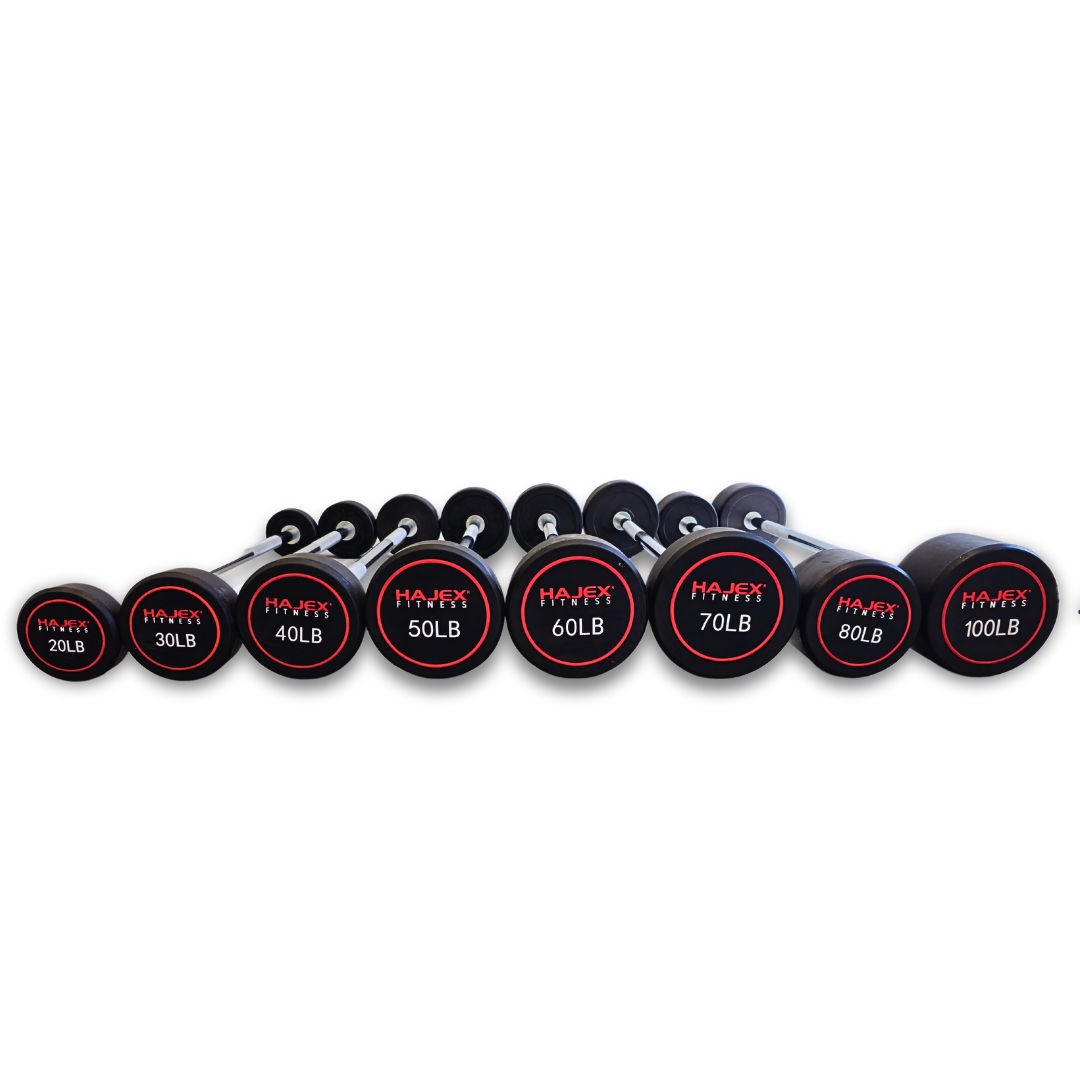 Straight and EZ Curl Fixed Weight Barbell Sets - 20 to 100 LB 