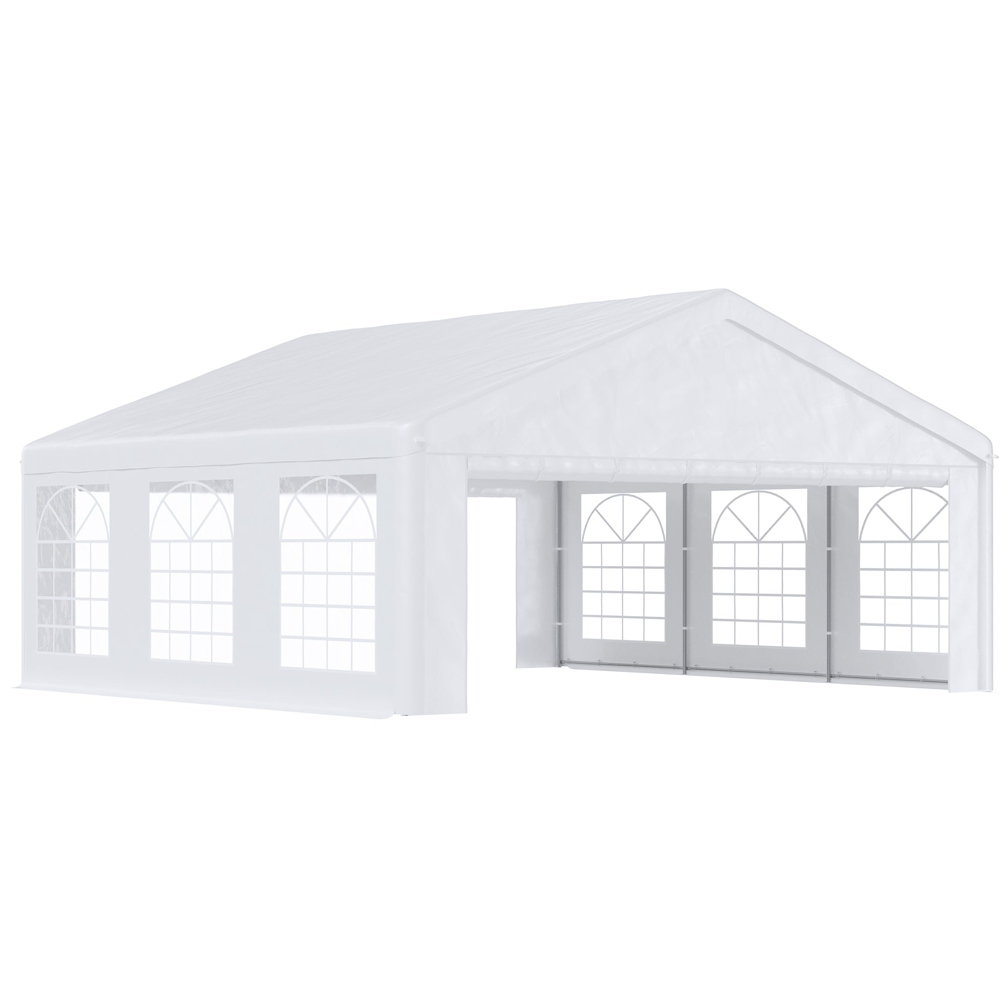 Outsunny 20x20ft Heavy Duty Carport Party Tent Outdoor Garage Patio Gazebo Canopy with Sidewalls White 