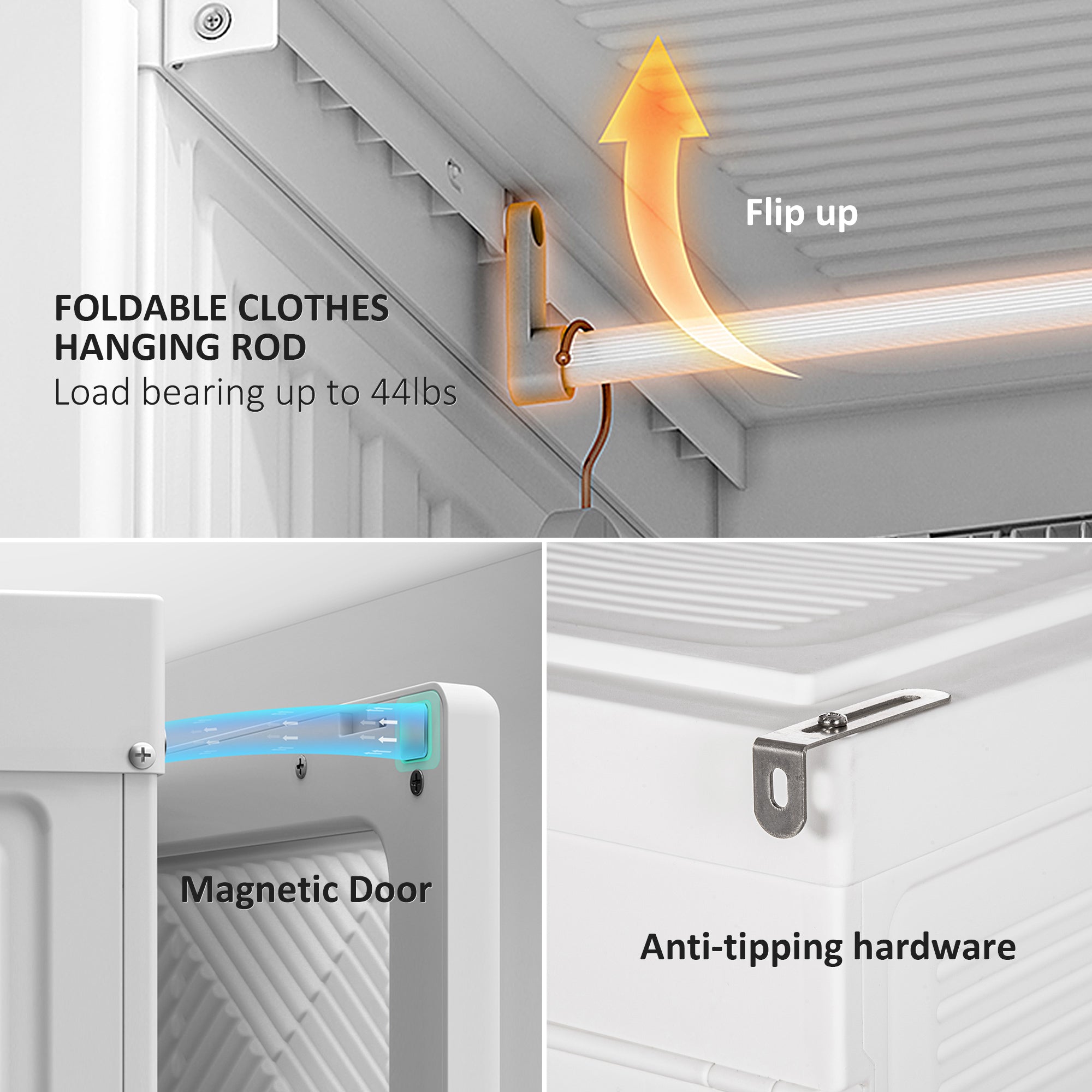 HOMCOM Portable Wardrobe Closet, Folding Bedroom Wardrobe, Clothes Storage Organizer with Cube Compartments, White 