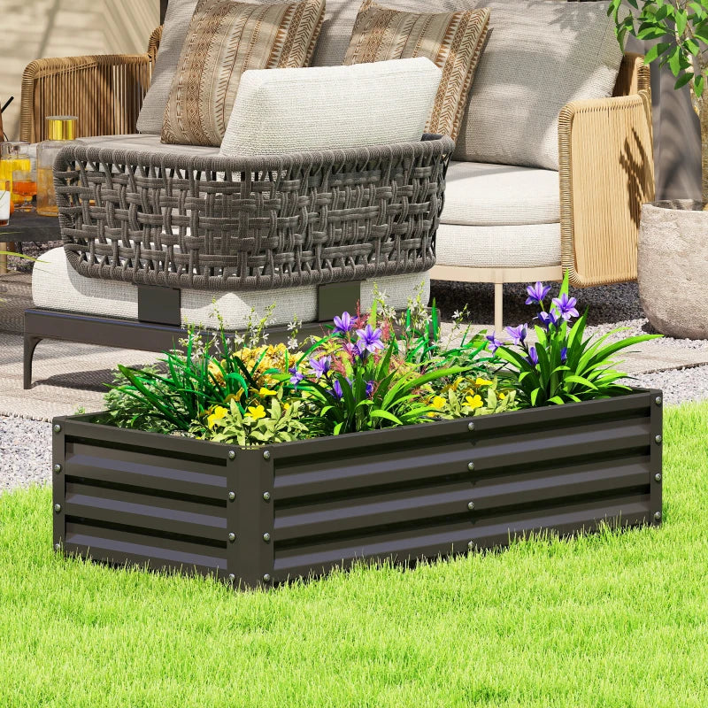 Galvanized Raised Garden Bed, Outdoor Planter Box for Vegetables, Flowers, Herbs, 4' x 2' x 1', Black