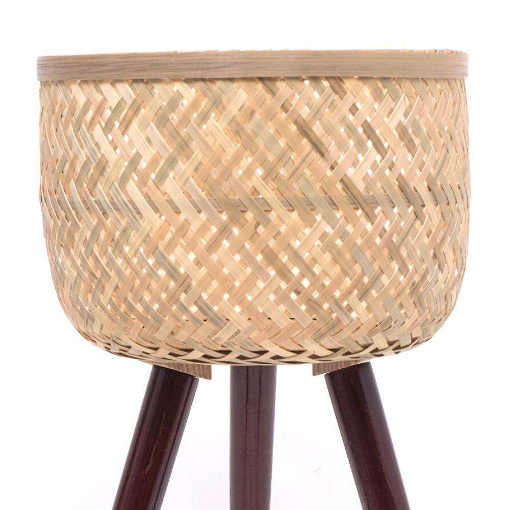 Flar Bamboo Planter On Wooden Stand 