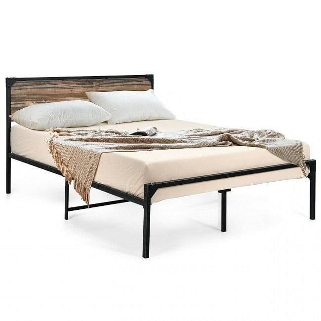 Rustic FarmHome Metal Wood Platform Bed Frame in Full Size - Free Shipping 