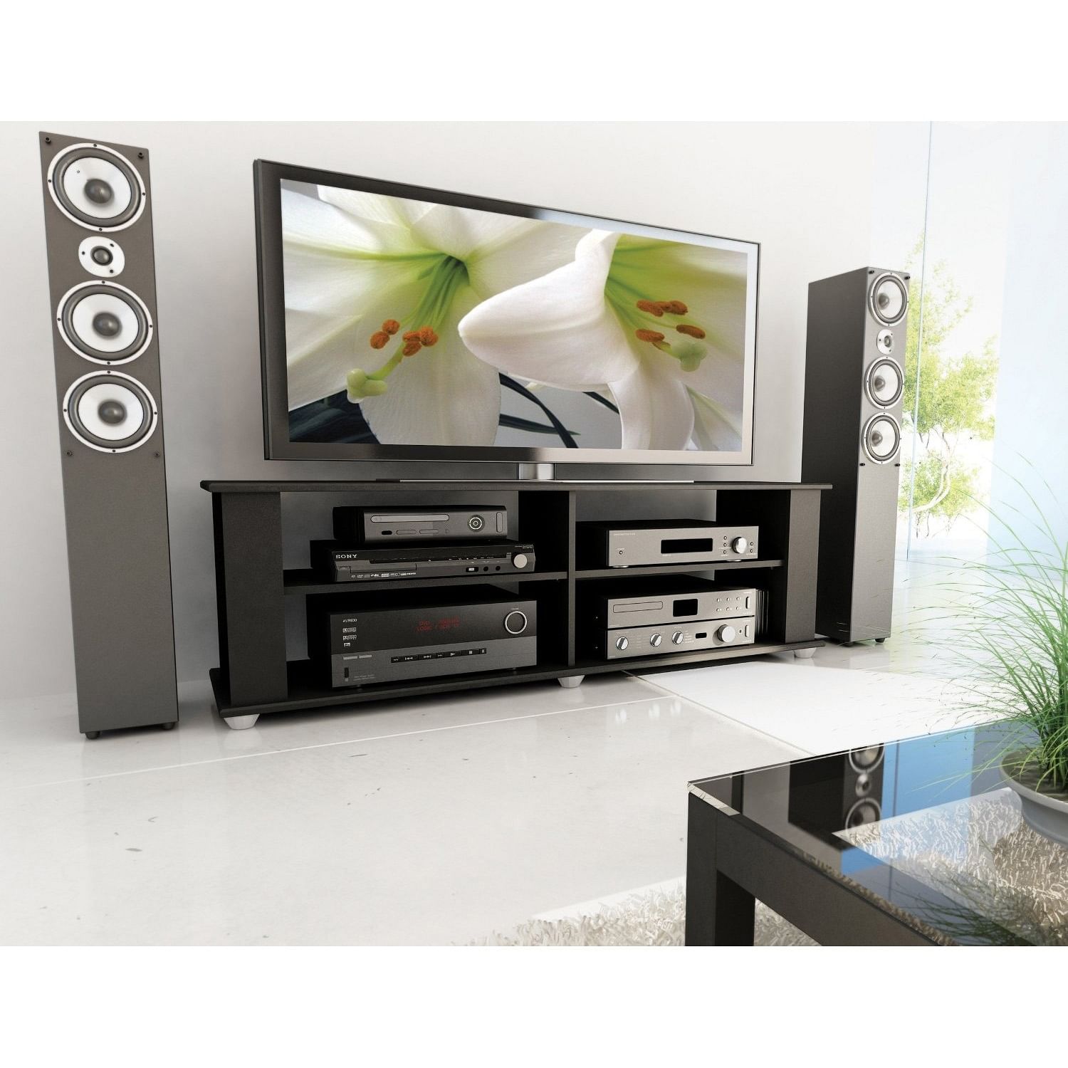 Modern Black TV Stand - Fits up to 68-inch TV - Free Shipping