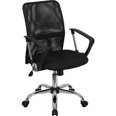 Black Mid-Back Mesh Office Chair with Chrome Finished Base - Free Shipping 