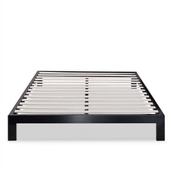 Full size Contemporary Black Metal Platform Bed with Wooden Slats - Free Shipping