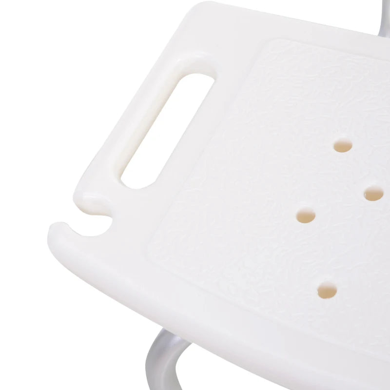 Bath Chair with Back, Adjustable Height Non-slip Shower Stool Bench Tool-Free Assembly Bathroom Aids, White