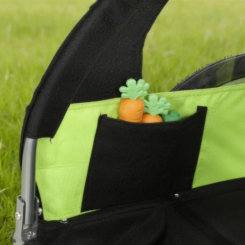 Aosom 2-Seat Child Bike Trailer for Kids with a Strong Steel Frame, 5-Point Safety Harnesses, & Comfortable Seat, Green